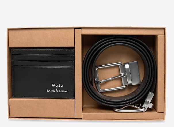 Ralph Lauren Leather Belt & Card Case Gift Set