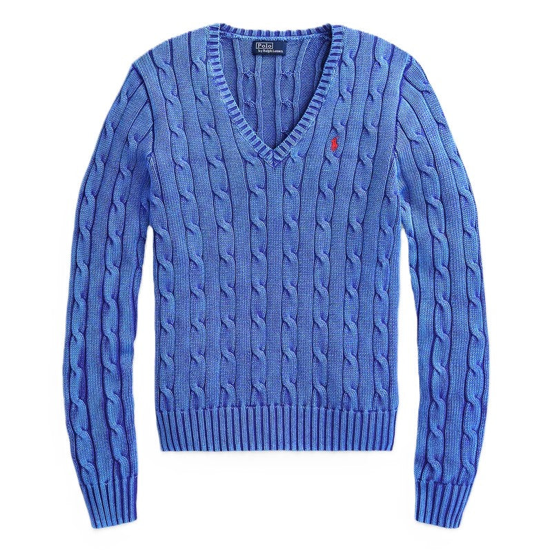 Ralph Lauren Cotton V Neck Sweater Blue