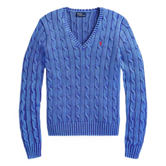 Ralph Lauren Cotton V Neck Sweater Blue