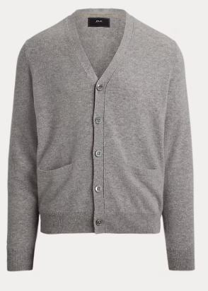 Ralph Lauren Suede-Patch Cashmere Cardigan