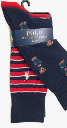 Ralph Lauren Bear and Stripe 2-Pack Socks